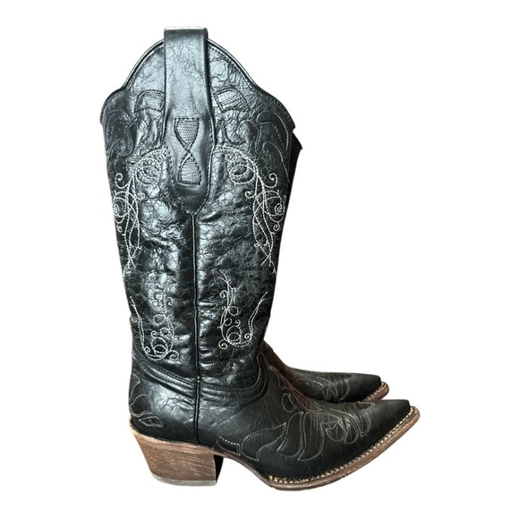 J.B. Dillon Black Western Cowboy Boots with Embroidered Design - Picture 6 of 9
